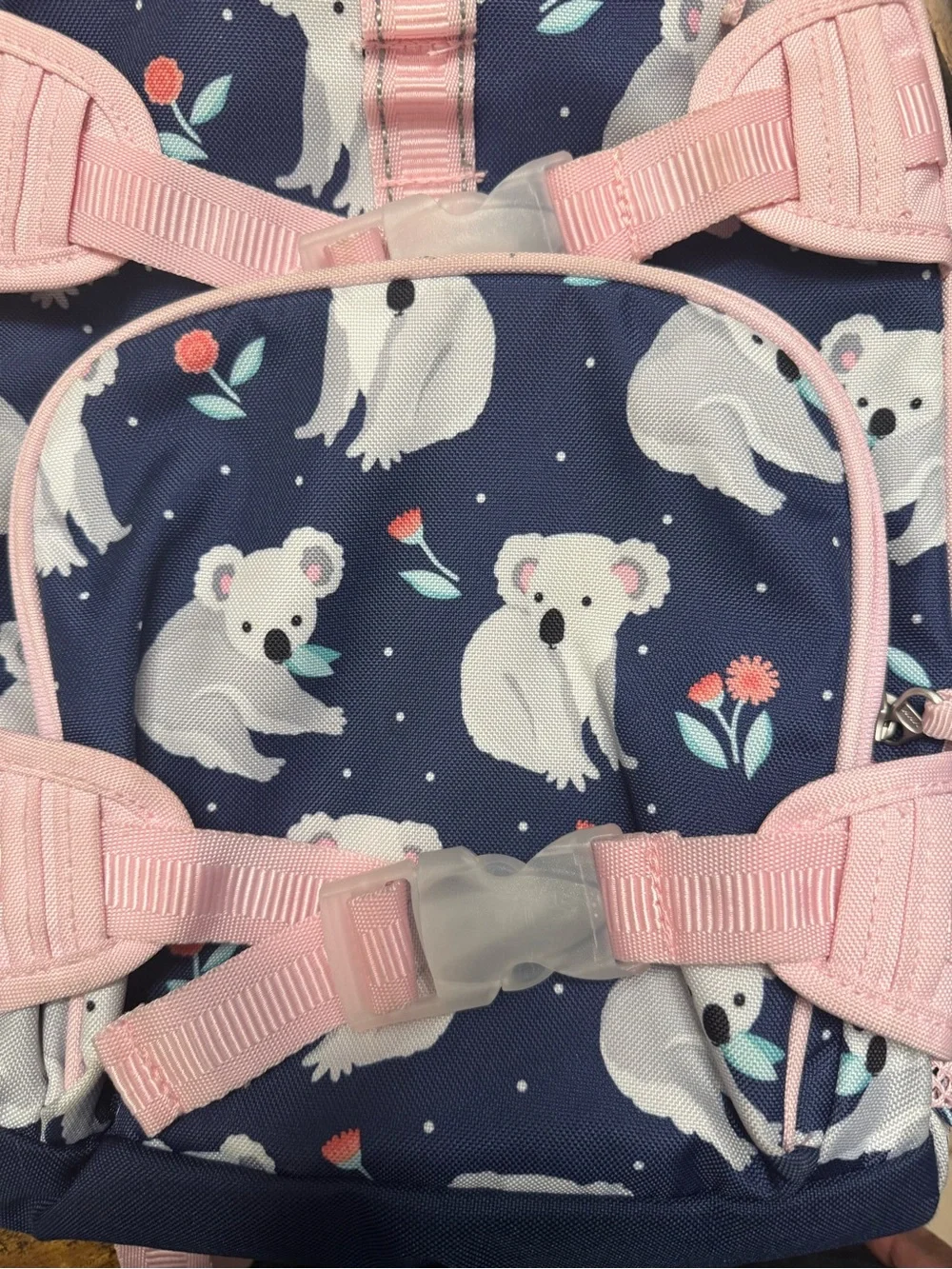 Pottery Barn Kids Mackenzie Pink Navy Koala Print Backpack Small
